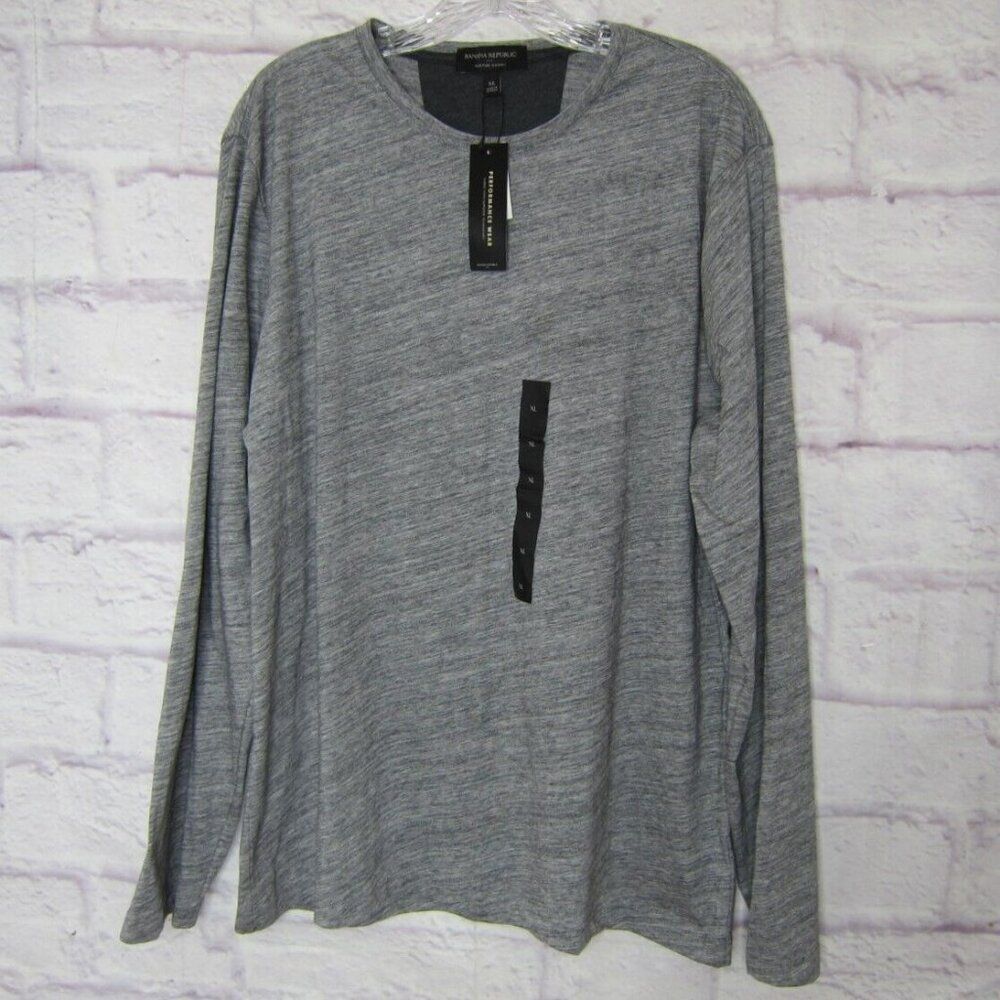 BANANA REPUBLIC Men's Gray Long Sleeve Moisture Wicking Shirt Size XL New!
